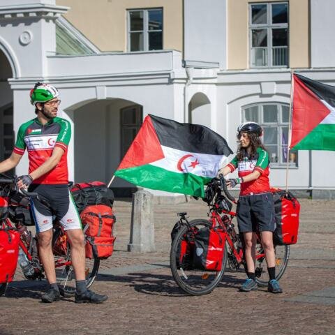 Benjamin and Sanna from Solidarity Rising during the Bike4WesternSahara campaign